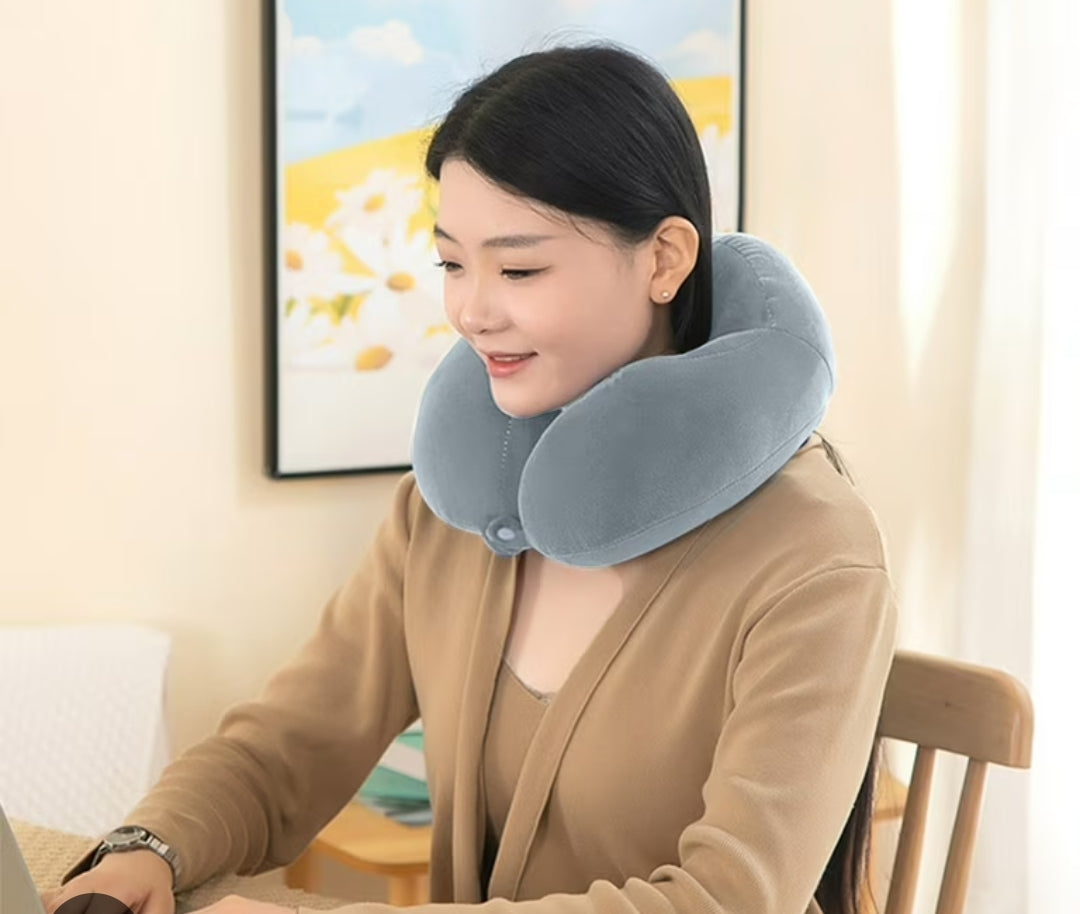Travel inflatable neck pillow