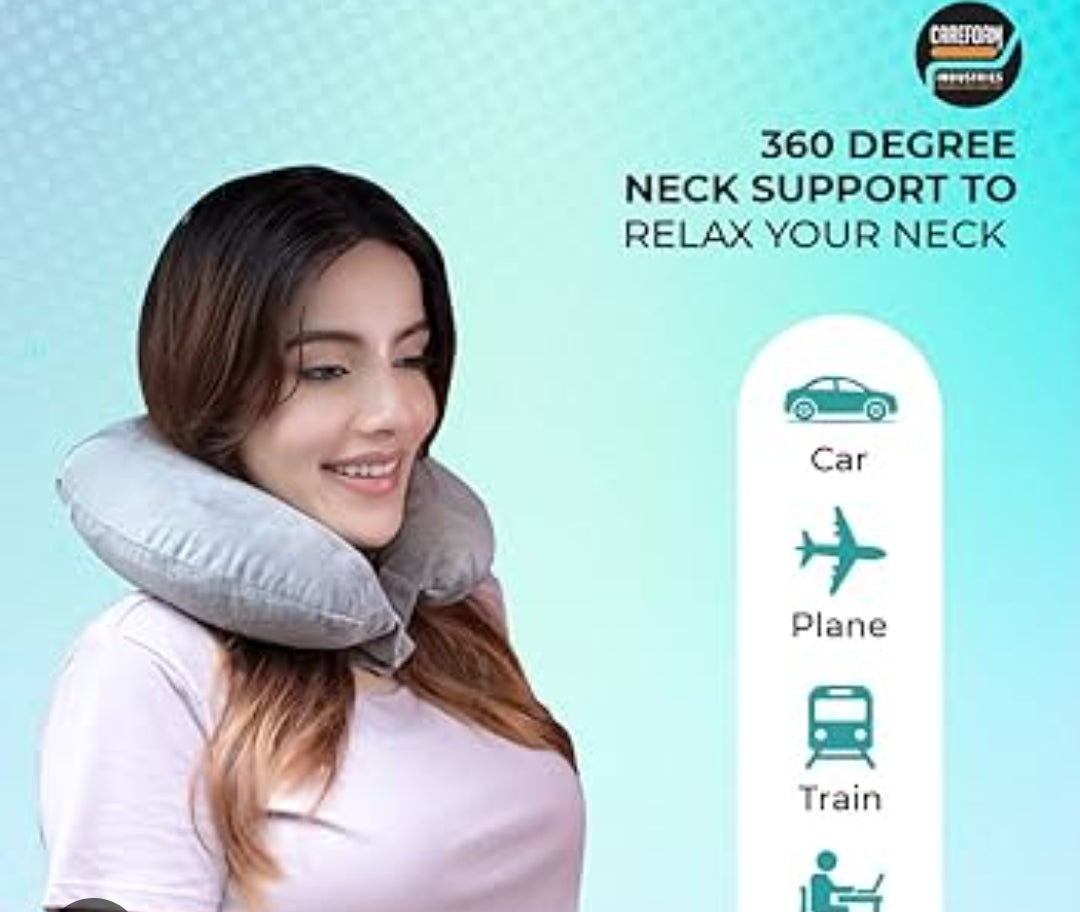 Travel inflatable neck pillow